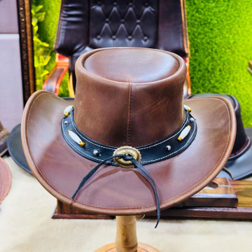 Sombrero de vaquero de cuero plegable y resistente al agua