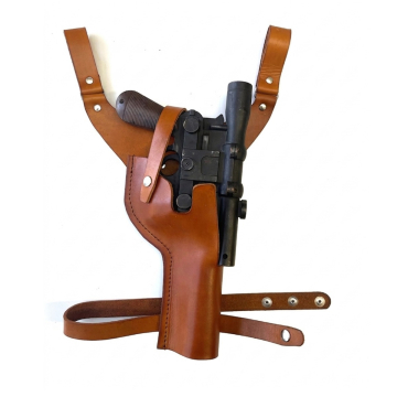 Funda de porte bajo de cuero marrón inspirada en Han Solo