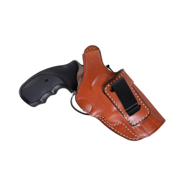 Funda interior IWB artesanal de cuero marrón con clip de acero