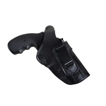 Funda interior IWB artesanal de cuero negro con clip de acero