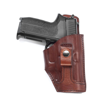 Funda interior IWB de cuero marrón para llevar con la camisa por dentro