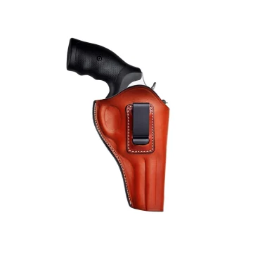 Funda interior IWB de cuero marrón para revólver con clip de acero