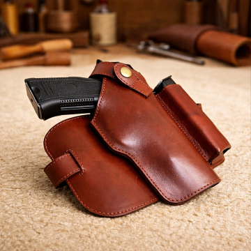 Funda táctica de pernera de cuero con bolsa para clips