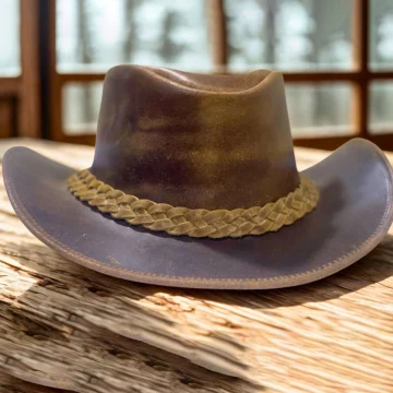 Sombrero de vaquero de cuero plegable y personalizado