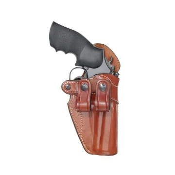 Funda interior IWB de cuero marrón para revólver con boca reforzada