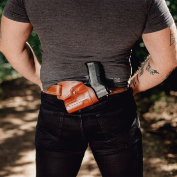 Funda de cuero marrón para la zona lumbar (SOB)
