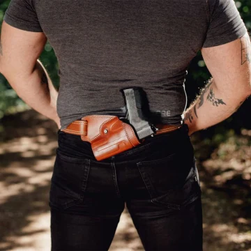 Funda de cuero marrón para la zona lumbar (SOB)