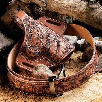 Funda western exterior OWB tallada a mano con motivos florales