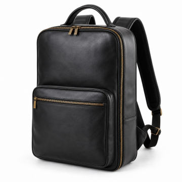 Mochila de piel para cuchillos de chef a medida - Frontal cerrado, bolsillo exterior y asa superior