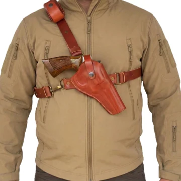 Funda de pecho de cuero marrón para S&W 686/10/19/60