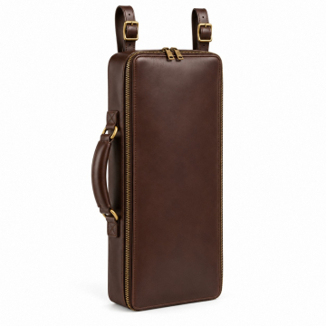 Funda de baquetas de piel a medida - Estuche liso cerrado, cremallera, asa y correas