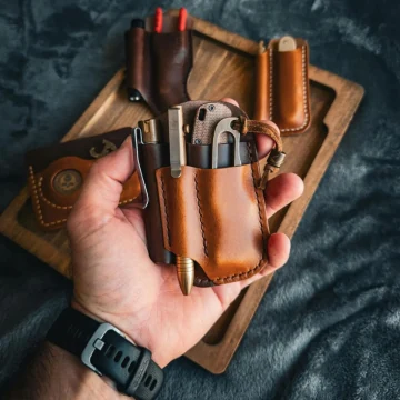 Organizador de bolsillo EDC de cuero