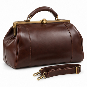 Bolso médico Gladstone de piel - Marco cerrado, asa y correa