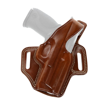 Funda de cinturón de cuero de porte alto con cierre de pulgar
