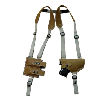 Funda de hombro horizontal de cuero con portacargador doble para pistolas con láser