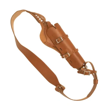 Funda bandolera de cuero para arma corta con visor