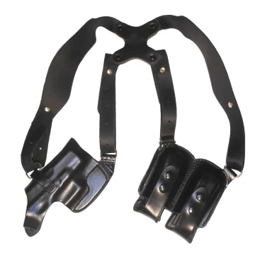 Funda de hombro de cuero negro para S&W 5904 / 5906 con portacargador doble