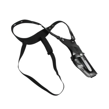 Funda de porte en hombro vertical de cuero negro