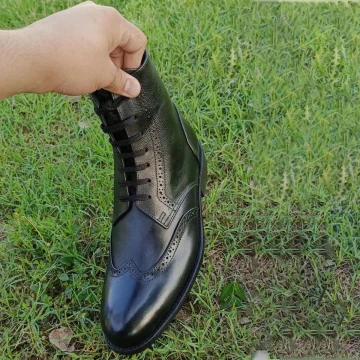 Botas de oficial brogue artesanales con cordones