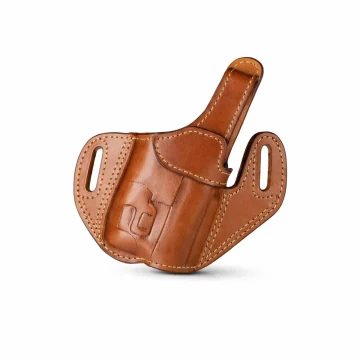 Funda de caza exterior OWB de cuero compatible con linterna y cierre de pulgar