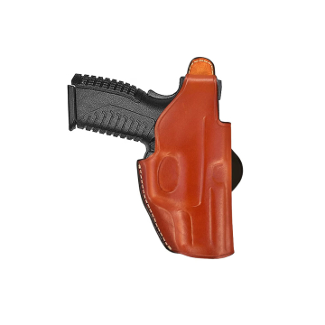 Funda de pala de cuero marrón para Glock con cierre de pulgar
