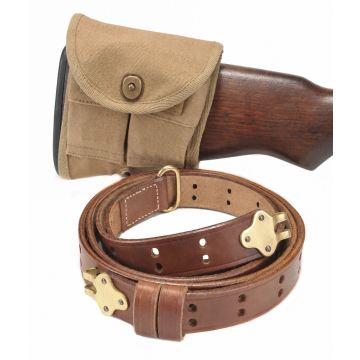 Conjunto de bolsillo de culata y correa de cuero M1907 para M1 Garand de color caqui