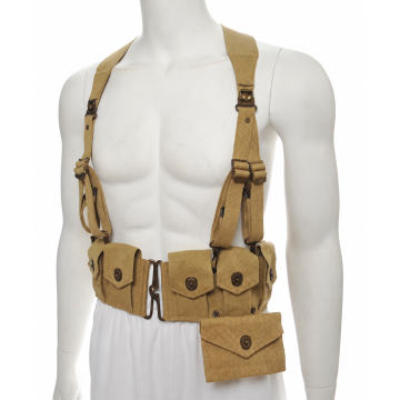 Conjunto de cinturón canana M1923, tirantes y bolsillo de primeros auxilios de color caqui
