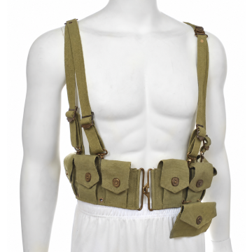 Conjunto de cinturón canana M1923, tirantes y bolsillo de primeros auxilios de color verde oliva claro