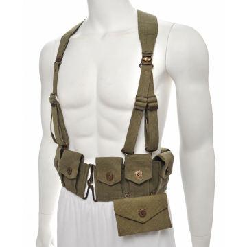 Conjunto de cinturón canana M1923, tirantes y bolsillo de primeros auxilios de color verde oliva