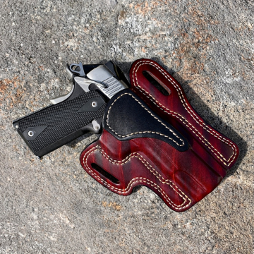 Funda exterior OWB de cuero color caoba para arma de tamaño completo