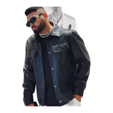 Chaqueta de polipiel negra para hombre