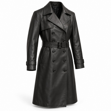 Gabardina cruzada de piel para hombre - Vista frontal completa