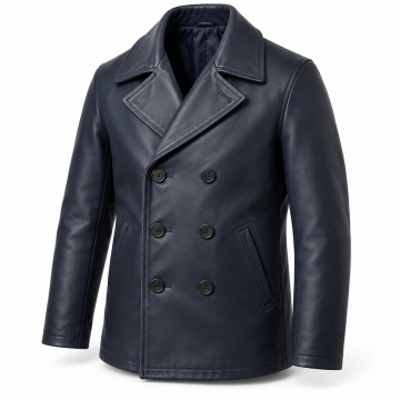 Chaquetón marinero de piel para hombre - Vista frontal completa