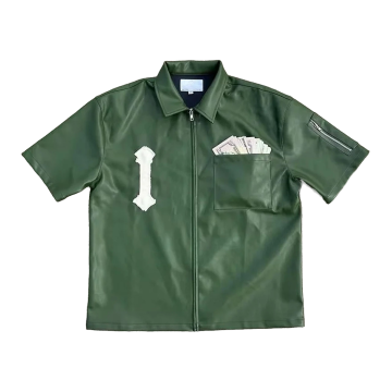 Camiseta de polipiel PU con cremallera para hombre