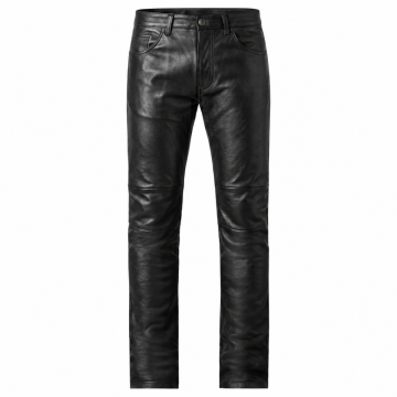 Pantalón motero de cuero negro para hombre