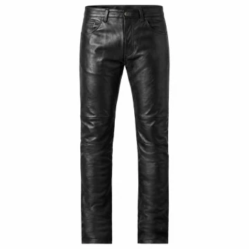 Pantalón motero de cuero negro para hombre