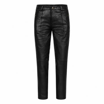 Pantalón de cuero negro vintage de estilo Rock & Roll para hombre