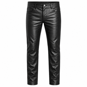 Pantalón de cuero vacuno negro con 5 bolsillos para hombre