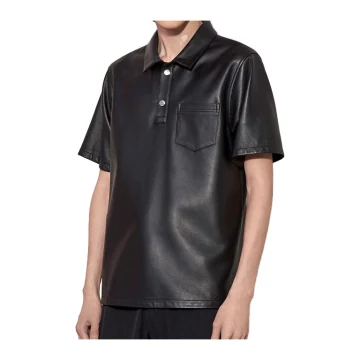 Polo de piel de cordero negra para hombre