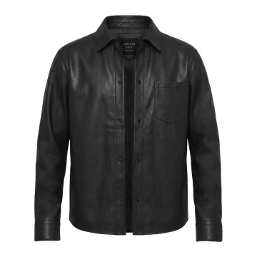 Camisa de piel de oveja negra sin forro para hombre