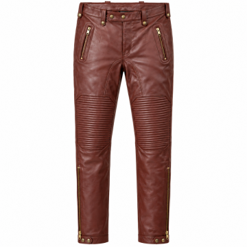 Pantalón Belafonte de piel de cordero granate para hombre