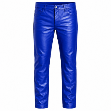 Pantalón de cuero vacuno azul real con 5 bolsillos para hombre