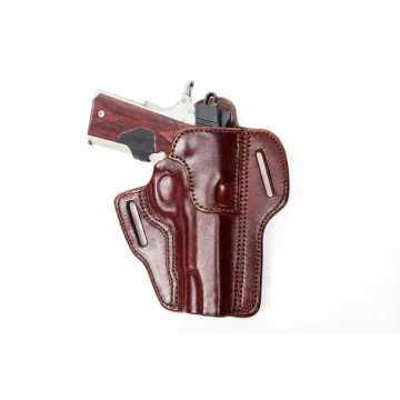Funda de porte oculto de cuero marrón tipo pancake