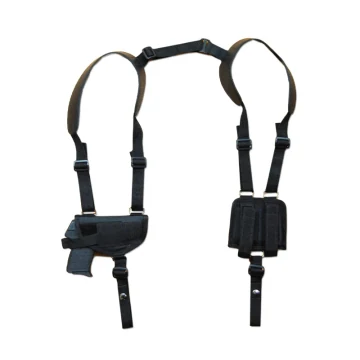 Funda de hombro horizontal de nailon negro con portacargador doble