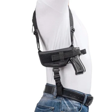 Funda de hombro horizontal de nailon negro con portacargador