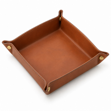 Bandeja de piel con esquinas de broche - Vista exterior cerrada