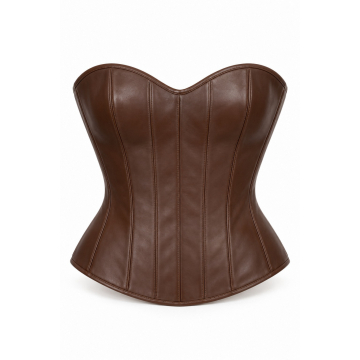 Bustier corsé de piel a medida con escote corazón - Frontal completo y escote corazón