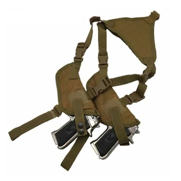 Funda táctica de hombro marrón para dos pistolas bajo los brazos