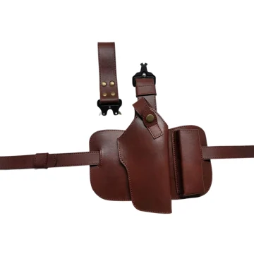 Funda táctica de pernera de cuero de plena flor con bolsa para clips