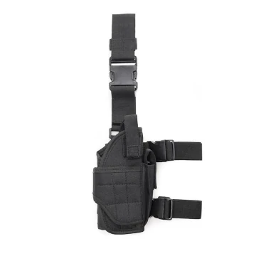 Funda táctica de pernera de nailon negro con correas ajustables
